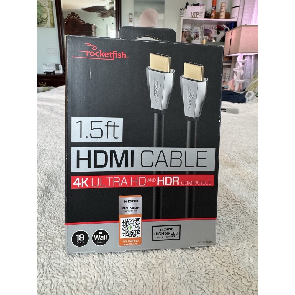 Rocketfish RF-HG01501 1.5 ft. 4K UltraHD/HDR In-Wall Rated HDMI Cable - Black